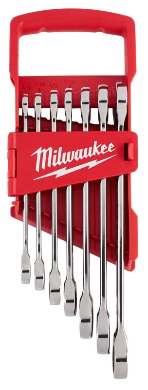 MILWAUKEE Milwaukee 48-22-9406 Wrench Set, 7-Piece, Alloy Steel, Chrome, Specifications: SAE Measurement System, I-Beam Handle