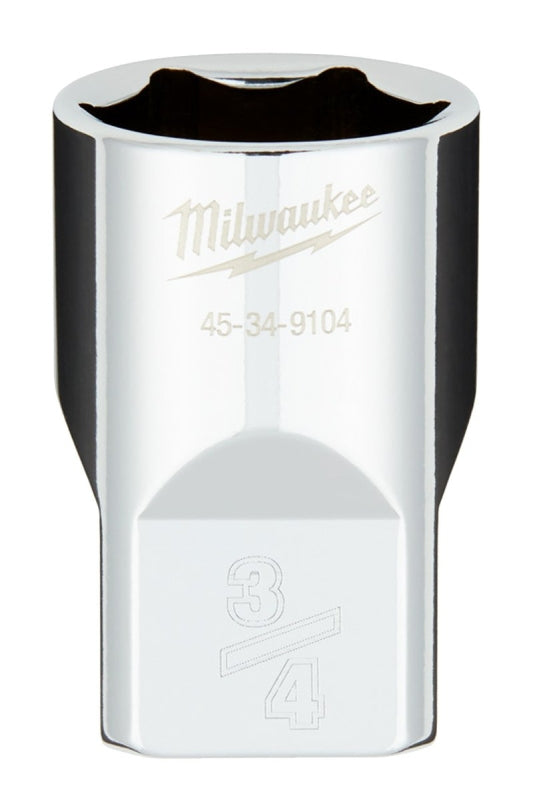 MILWAUKEE Milwaukee 45-34-9104 Socket, 3/4 in Socket, 1/2 in Drive, 6-Point, Chrome Vanadium Steel, Chrome TOOLS MILWAUKEE   