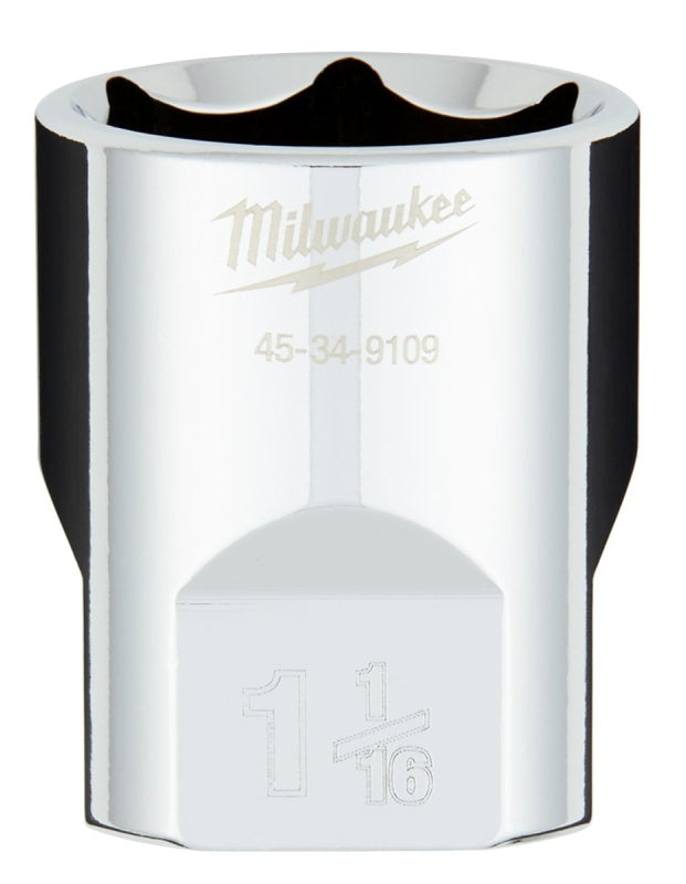 MILWAUKEE Milwaukee 45-34-9109 Socket, 1-1/16 in Socket, 1/2 in Drive, 6-Point, Chrome Vanadium Steel, Chrome TOOLS MILWAUKEE   
