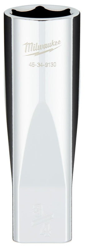 MILWAUKEE Milwaukee 45-34-9130 Socket, 3/4 in Socket, Deep Socket, 1.1 in OAL, 1/2 in Drive, 6-Point, Chrome Vanadium Steel