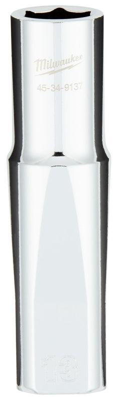 MILWAUKEE Milwaukee 45-34-9137 Socket, 13 mm Socket, Deep Socket, 0.85 in OAL, 1/2 in Drive, 6-Point, Chrome Vanadium Steel