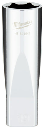MILWAUKEE Milwaukee 45-34-9143 Socket, 19 mm Socket, Deep Socket, 1/2 in Drive, 6-Point, Chrome Vanadium Steel, Chrome
