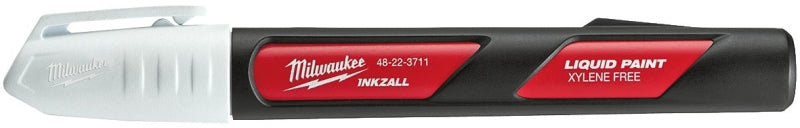 MILWAUKEE Milwaukee INKZALL 48-22-3711 Liquid Paint Marker, White, 6.09 in L, Plastic Barrel, Red Barrel