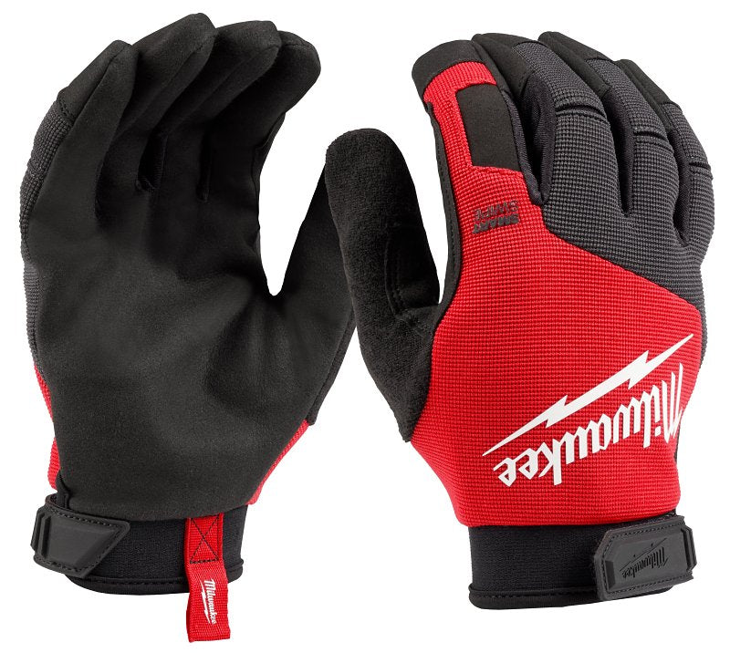 MILWAUKEE Milwaukee 48-73-8522 Work Gloves, Unisex, L, 7-5/8 to 8 in L, Reinforced Thumb, Knuckle Cuff, Black/Red