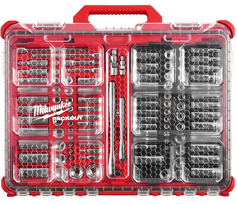 MILWAUKEE Milwaukee 48-22-9486 Metric/SAE Ratchet and Socket Set, Specifications: 1/4 and 3/8 in Drive