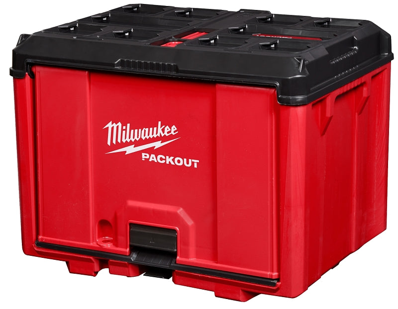 MILWAUKEE Milwaukee PACKOUT 48-22-8445 Tool Cabinet, 50 lb, 20 in OAW, 15 in OAH, 15 in OAD, Polymer, Black/Red