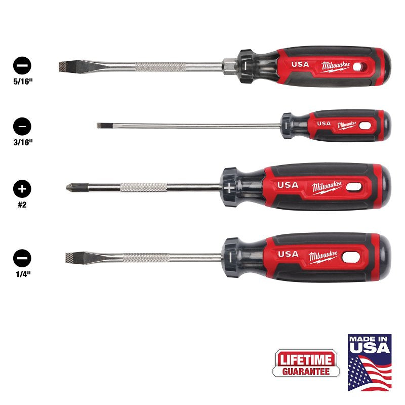 MILWAUKEE Milwaukee MT200-4 Screwdriver Set, 4-Piece, Boron-Infused Steel, Chrome, Multi-Color