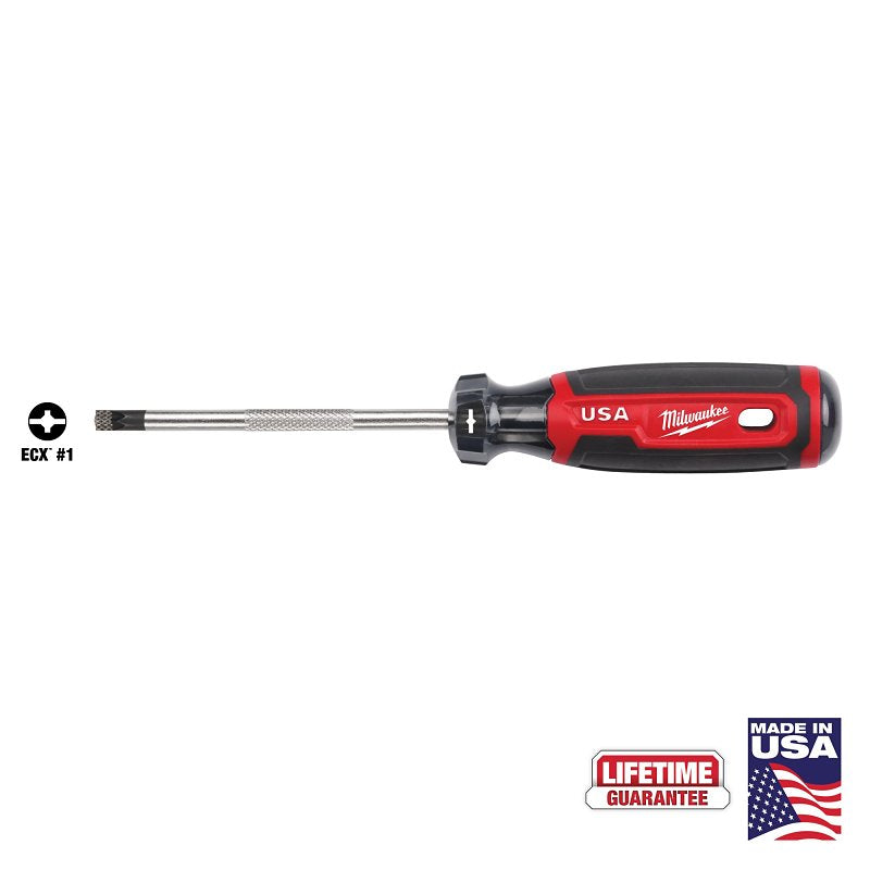MILWAUKEE Milwaukee MT215 Screwdriver, #1 Drive, ECX Drive, 8.3 in OAL, 4 in L Shank, Acetate Handle, Cushion-Grip Handle