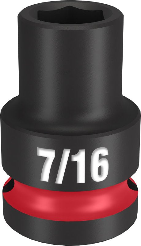 MILWAUKEE Milwaukee SHOCKWAVE Impact Duty Series 49-66-6201 Shallow Impact Socket, 7/16 in Socket, 1/2 in Drive, Square Drive