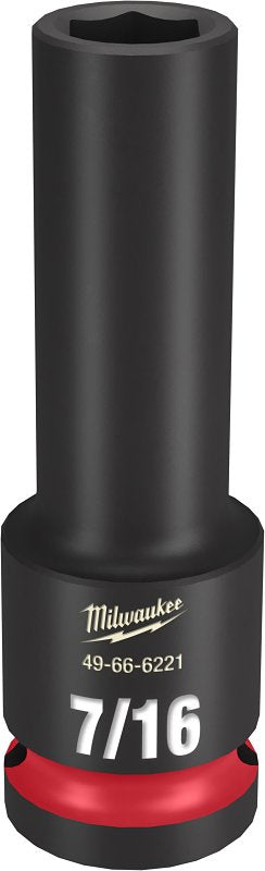 MILWAUKEE Milwaukee SHOCKWAVE Impact Duty Series 49-66-6221 Deep Impact Socket, 7/16 in Socket, 1/2 in Drive, Square Drive