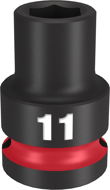 MILWAUKEE Milwaukee SHOCKWAVE Impact Duty 49-66-6243 Shallow Impact Socket, 11 mm Socket, 1/2 in Drive, Square Drive, 6-Point