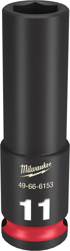 MILWAUKEE Milwaukee SHOCKWAVE Impact Duty Series 49-66-6153 Deep Impact Socket, 11 mm Socket, 3/8 in Drive, Square Drive, 6-Point