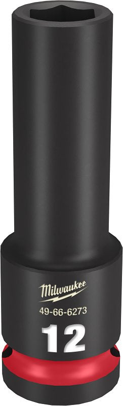 MILWAUKEE Milwaukee SHOCKWAVE Impact Duty Series 49-66-6273 Deep Impact Socket, 12 mm Socket, 1/2 in Drive, Square Drive, 6-Point TOOLS MILWAUKEE
