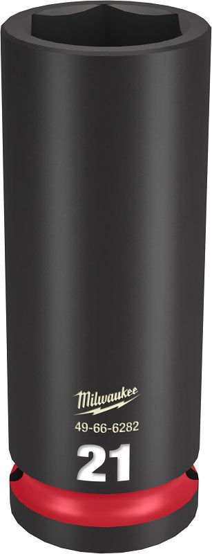 MILWAUKEE Milwaukee SHOCKWAVE Impact Duty Series 49-66-6282 Deep Impact Socket, 21 mm Socket, 1/2 in Drive, Square Drive, 6-Point