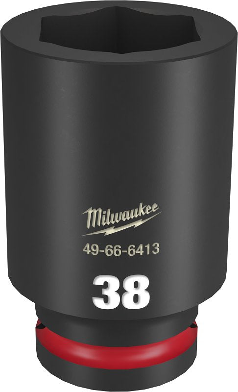 MILWAUKEE Milwaukee SHOCKWAVE Impact Duty 49-66-6413 Impact Socket, 38 mm Socket, Deep D Socket, 90 mm OAL, 3/4 in Drive, 6-Point TOOLS MILWAUKEE