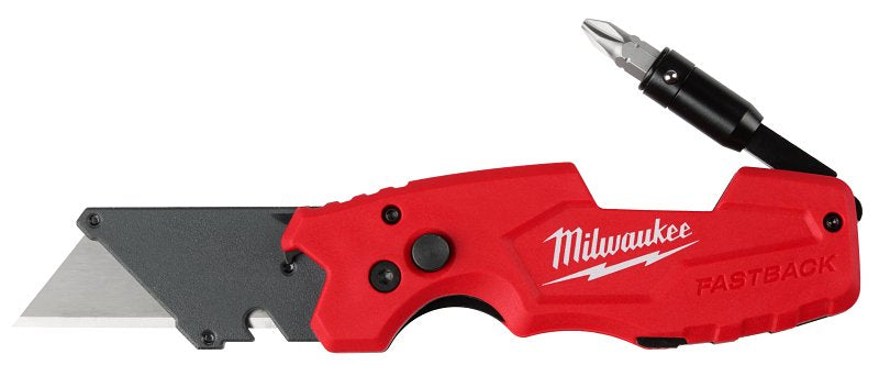 MILWAUKEE Milwaukee FASTBACK 48-22-1505 6-in-1 Folding Utility Knife, 2.4 in L Blade, Bi-Metal Blade, 1-Blade, Ergonomic Handle ELECTRICAL MILWAUKEE