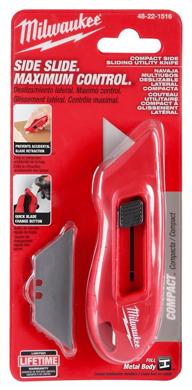 MILWAUKEE Milwaukee 48-22-1516 Compact Side Slide Utility Knife, Steel Blade