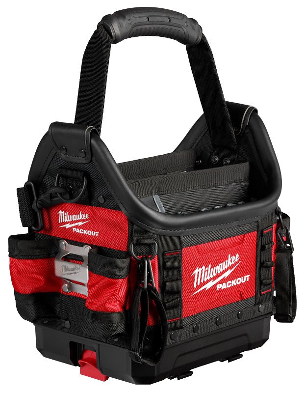 MILWAUKEE Milwaukee PACKOUT 48-22-8311 Structured Tote, 9-3/4 in W, 15 in D, 19 in H, 35 -Pocket, Polyester, Red TOOLS MILWAUKEE