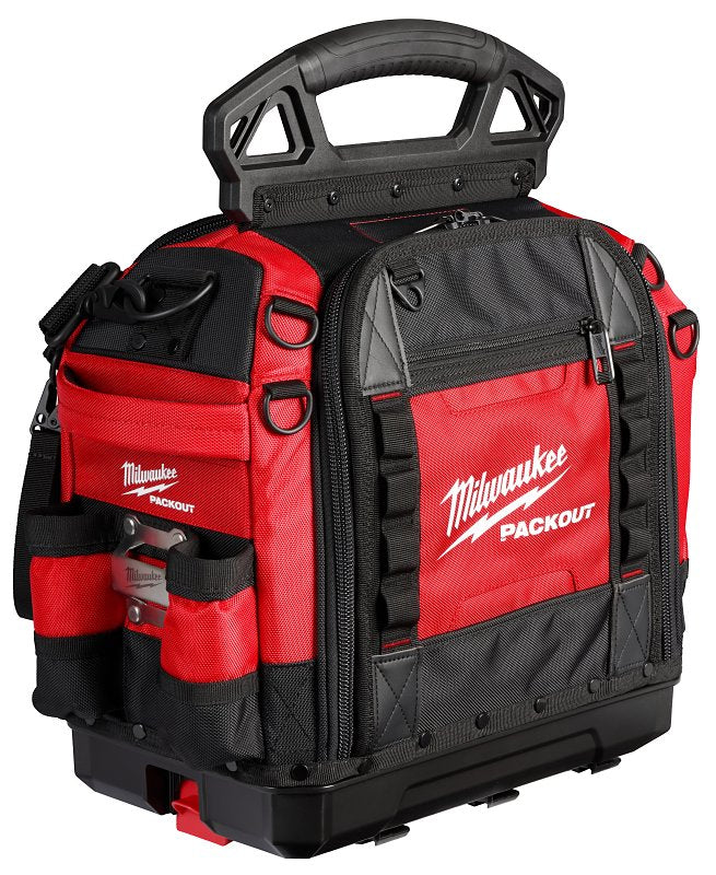 MILWAUKEE Milwaukee PACKOUT 48-22-8316 Structured Tool Bag, 10 in W, 18 in D, 19-3/4 in H, 65 -Pocket, Polyester, Red
