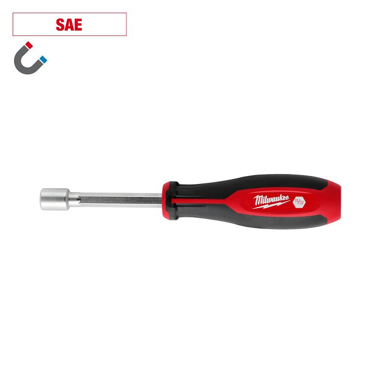 MILWAUKEE ELECTRICAL TO Milwaukee HollowCore Series 48-22-2553 Nut Driver, 11/32 in Drive, 7.2 in OAL, Tri-Lobe Handle, Red Handle, Magnetic