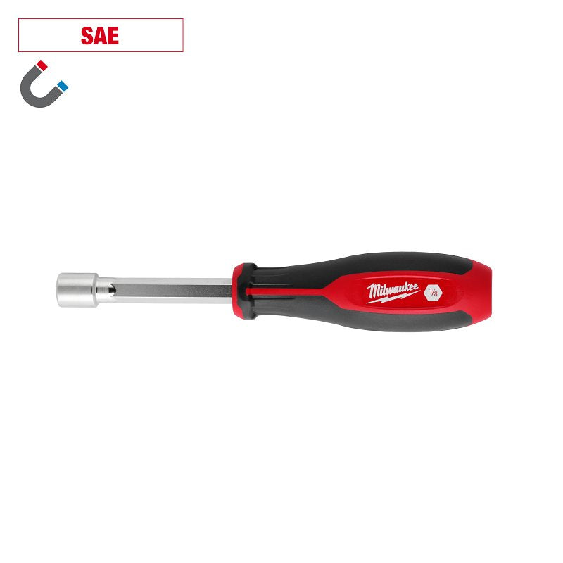 MILWAUKEE ELECTRICAL TO Milwaukee HollowCore Series 48-22-2554 Nut Driver, 3/8 in Drive, 7.2 in OAL, Tri-Lobe Handle, Red Handle, Magnetic TOOLS MILWAUKEE ELECTRICAL TO