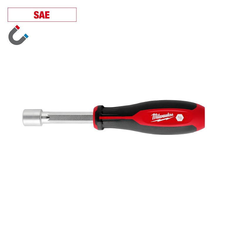 MILWAUKEE ELECTRICAL TO Milwaukee HollowCore Series 48-22-2556 Nut Driver, 1/2 in Drive, 7-1/2 in OAL, Tri-Lobe Handle, Red Handle, Magnetic