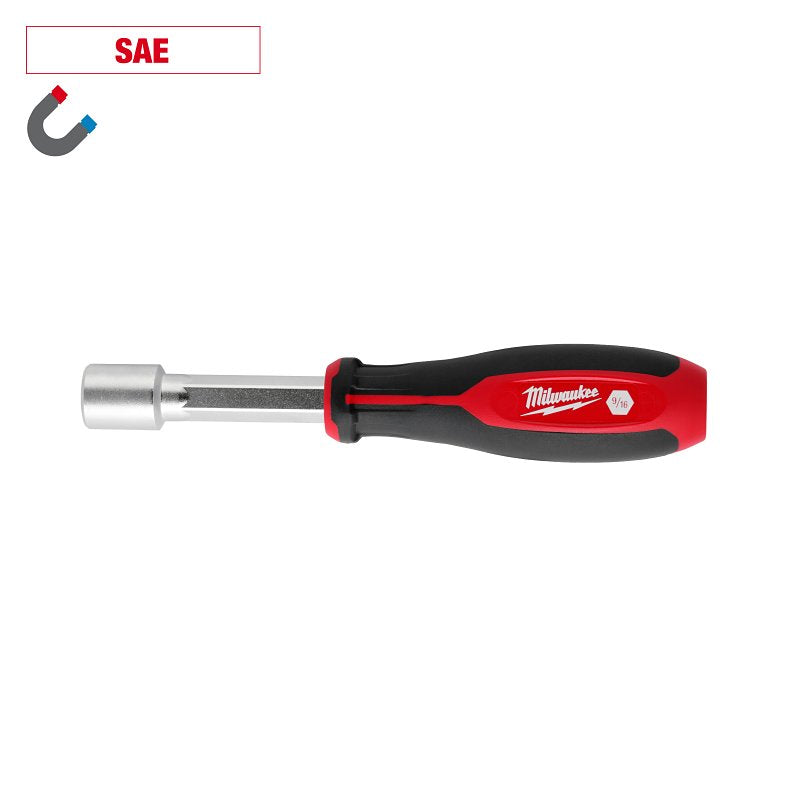 MILWAUKEE ELECTRICAL TO Milwaukee HollowCore Series 48-22-2557 Nut Driver, 9/16 in Drive, 7-1/2 in OAL, Tri-Lobe Handle, Red Handle, Magnetic TOOLS MILWAUKEE ELECTRICAL TO