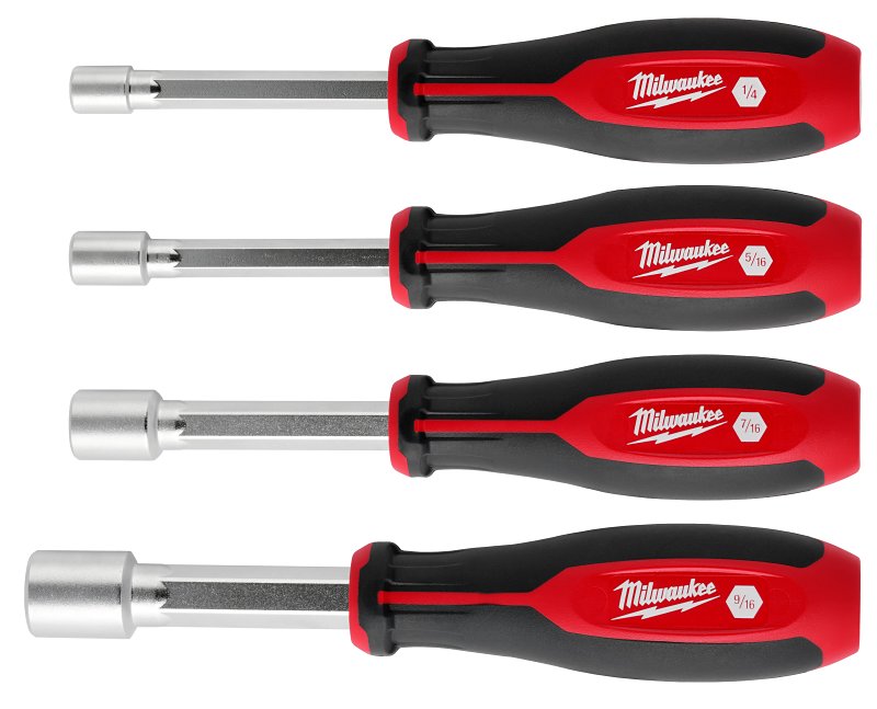 MILWAUKEE ELECTRICAL TO Milwaukee HollowCore Series 48-22-2444 Nut Driver Set, 4 -Piece, Polypropylene/Steel, Red