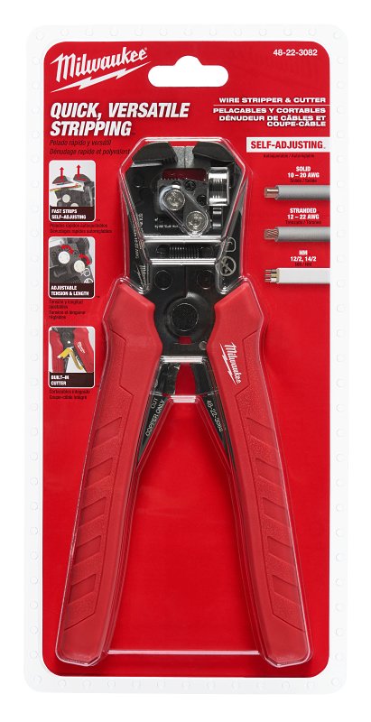 MILWAUKEE ELECTRICAL TO Milwaukee 48-22-3082 Wire Stripper and Cutter, 10 to 20 AWG Solid, 12 to 22 AWG Stranded Stripping, 3.83 in OAL ELECTRICAL MILWAUKEE ELECTRICAL TO