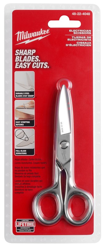 MILWAUKEE ELECTRICAL TO Milwaukee 48-22-4048 Electrical Scissors, 2-1/4 in OAL, Steel Blade, Round Handle ELECTRICAL MILWAUKEE ELECTRICAL TO