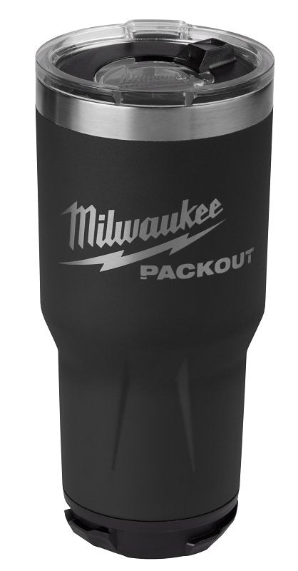 MILWAUKEE ELECTRICAL TO Milwaukee PACKOUT 48-22-8393B Tumbler, 30 oz, Sliding Magnetic Lid, Metal, Black, Insulated HOUSEWARES MILWAUKEE ELECTRICAL TO