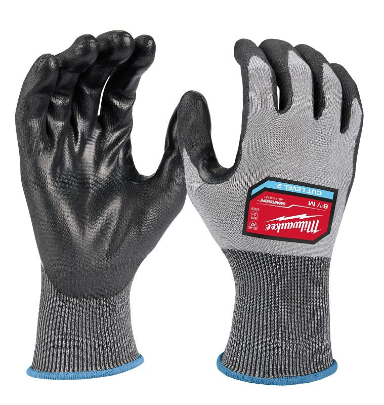 MILWAUKEE ELECTRICAL TO Milwaukee 48-73-8721 Coated Gloves, Unisex, M, 10.43 in L, Elastic Cuff, Nitrile Coating, Polyurethane, Gray CLOTHING, FOOTWEAR & SAFETY GEAR MILWAUKEE ELECTRICAL TO