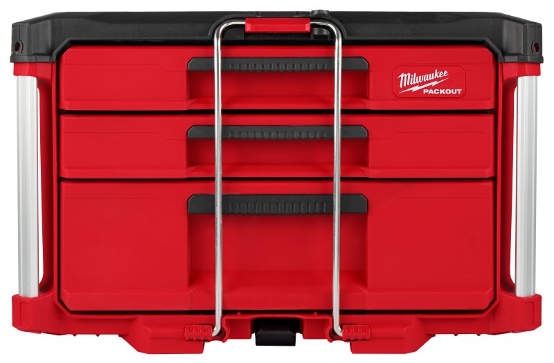 MILWAUKEE Milwaukee PACKOUT 48-22-8447 Toolbox, 50 lb, Polypropylene, 16.3 in L x 22.2 in W x 14.3 in H Outside, 3-Drawer TOOLS MILWAUKEE
