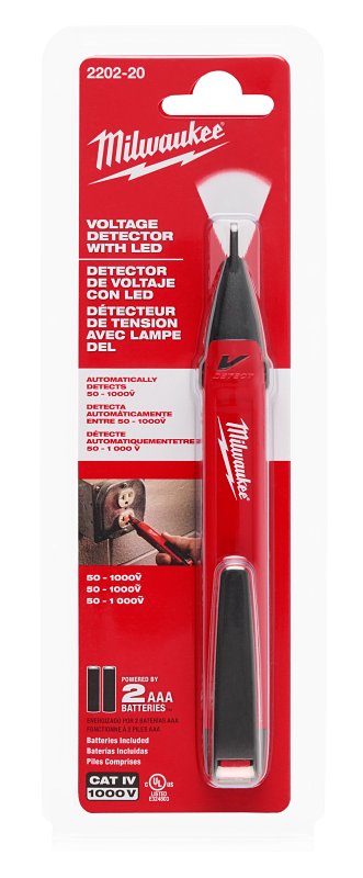 MILWAUKEE ELECTRICAL TO Milwaukee 2202-20 Voltage Detector with LED, 50 to 1000 VAC, LED Display, Functions: Voltage