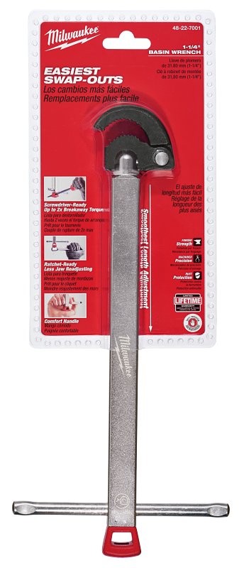 MILWAUKEE ELECTRICAL TO Milwaukee 48-22-7001 Basin Wrench, Ergonomic Handle, Metal TOOLS MILWAUKEE ELECTRICAL TO