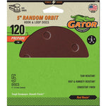 GATOR Gator 3783 Sanding Disc, 5 in Dia, 120 Grit, Fine, Aluminum Oxide Abrasive, Vented, 5/PK TOOLS GATOR