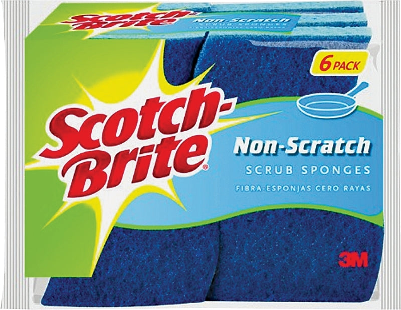 SCOTCH-BRITE Scotch-Brite 526 Scrub Sponge, 4.4 in L, 2-1/2 in W, 0.8 in Thick, Cellulose, Blue