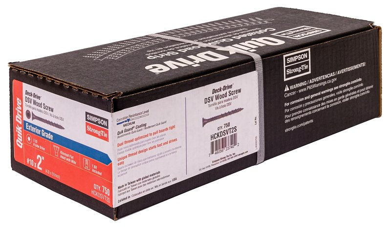 SIMPSON STRONG-TIE Simpson Strong-Tie Deck-Drive HCKDSVT2S Collated Screw, #10 Thread, 2 in L, Rimmed Flat Head HARDWARE & FARM SUPPLIES SIMPSON STRONG-TIE