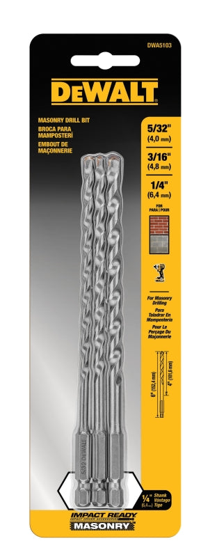 DEWALT DEWALT DWA5103 Impact Ready Drill Bit, Masonry, 3-Piece, HCS TOOLS DEWALT