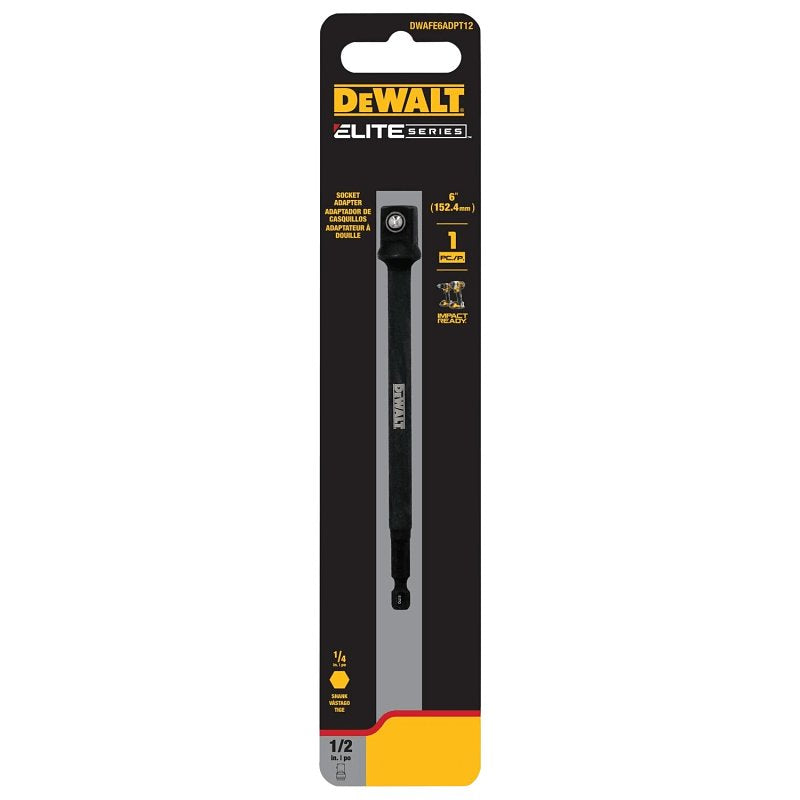 DEWALT DEWALT ELITE Series DWAFE6ADPT14 Socket Adapter, 1/4 in Drive, Square Drive, 6 in L TOOLS DEWALT