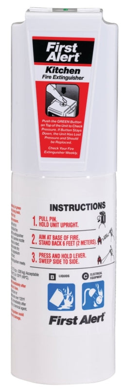 FIRST ALERT First Alert KITCHEN5 Fire Extinguisher, 1.4 lb, Sodium Bicarbonate, 5-B:C Class, Wall