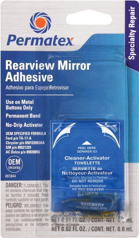 PERMATEX Permatex 81844 2-Part Rear View Mirror Adhesive, Liquid, Irritating, Yellow AUTOMOTIVE PERMATEX