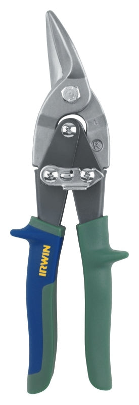 IRWIN Irwin 2073112 Aviation Snip, 10 in OAL, 1-5/16 in L Cut, Right Cut, Steel Blade, Double-Dipped Handle, Green Handle