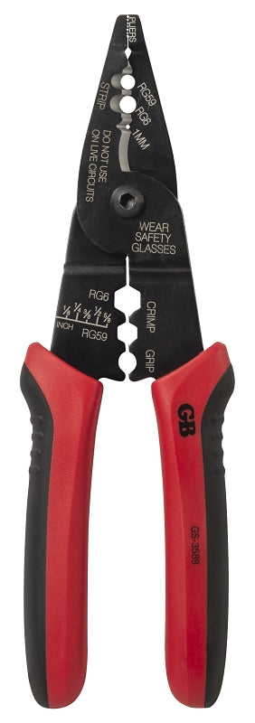 GB Gardner Bender GS-3589 Cutter and Stripper, 3/8 in Wire, 3/8 in Cutting Capacity, 8 in OAL, Cushion-Grip Handle ELECTRICAL GB