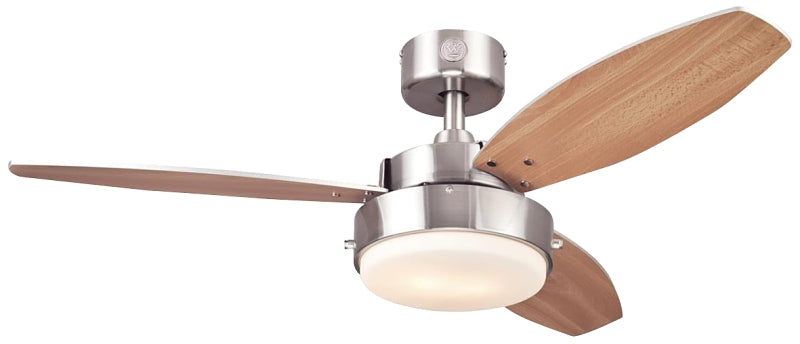 WESTINGHOUSE Westinghouse Alloy Series 7221600 Ceiling Fan, Beech/Wengue Blade, 42 in Sweep, MDF Blade, With Lights: Yes ELECTRICAL WESTINGHOUSE