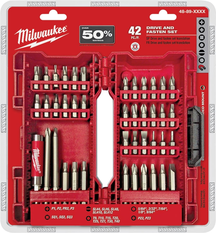 MILWAUKEE Milwaukee 48-32-1551 Drive Bit Set, 42-Piece, Heavy-Duty, Steel