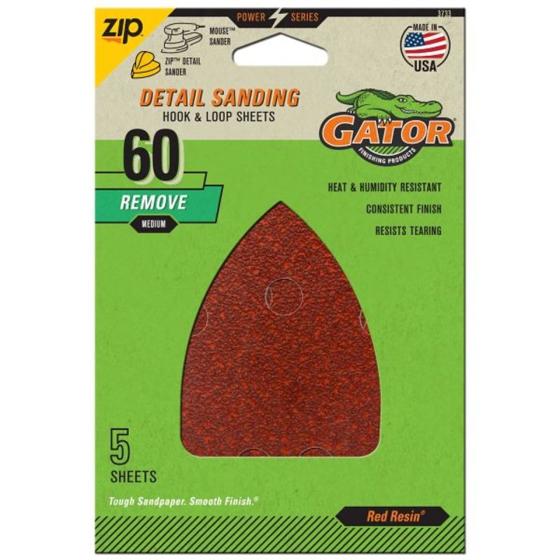 GATOR Gator 3733 Sanding Sheet, 3-1/2 in W, 5 in L, 60 Grit, Coarse, Aluminum Oxide Abrasive, Paper Backing TOOLS GATOR
