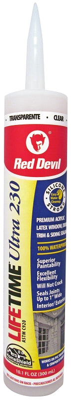 RED DEVIL Red Devil Lifetime 0777 Acrylic Sealant, Clear, 40 to 90 deg F, 10.1 fl-oz Cartridge PAINT RED DEVIL