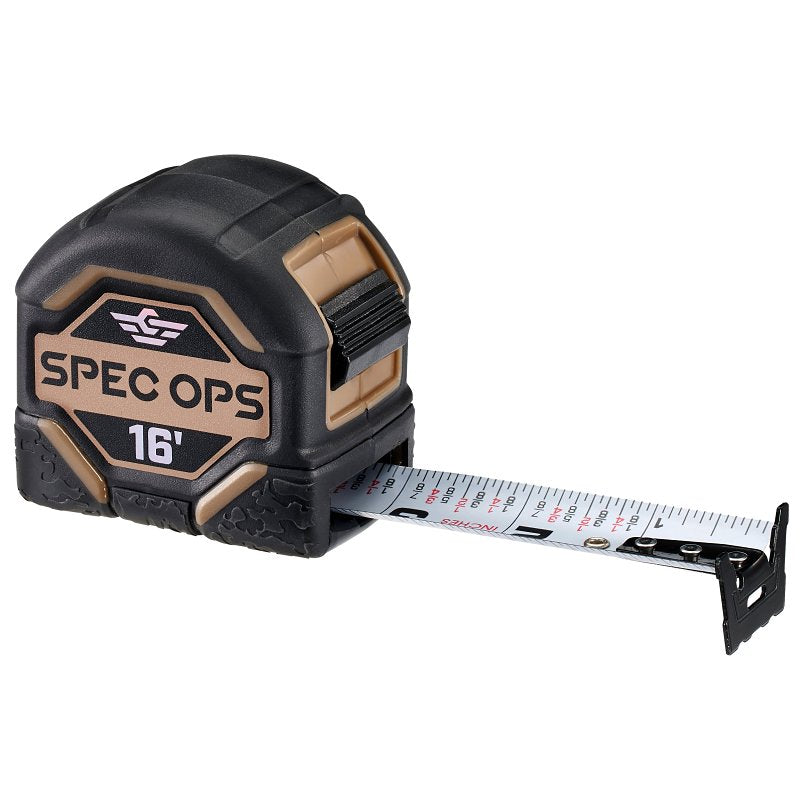 AMAX INC Spec Ops SPEC-TM16 Tape Measure, 16 ft L Blade, Composite Case, Black/Flat Dark Earth Case