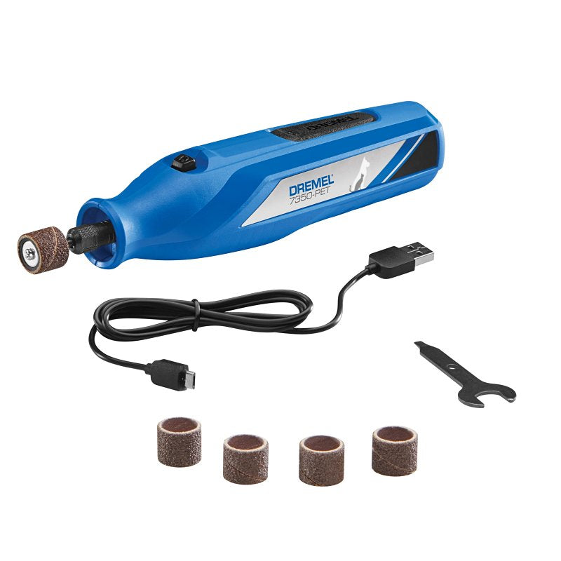 S-B POWER TOOL Dremel 7350-PET Cordless Rotary Tool Kit, Battery Included, 4 V, 2 Ah, 1/8 in Chuck, Keyed Chuck, 12,000 rpm Speed